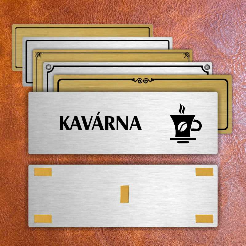 Kavárna, 240x79mm, stříbrná popiska 