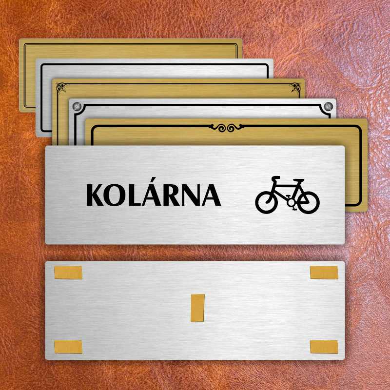 Kolárna, 240x79mm, stříbrná popiska s dvojtým rámečkem