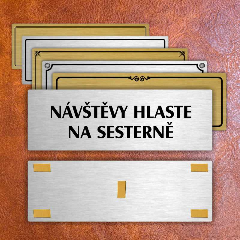 Návštěvy hlaste, 200x66mm, zlatá popiska 