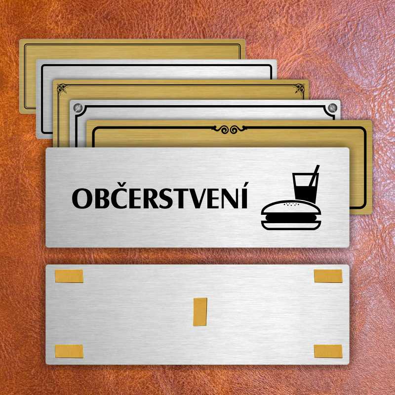 Občerstvení, 240x79mm, stříbrná popiska 