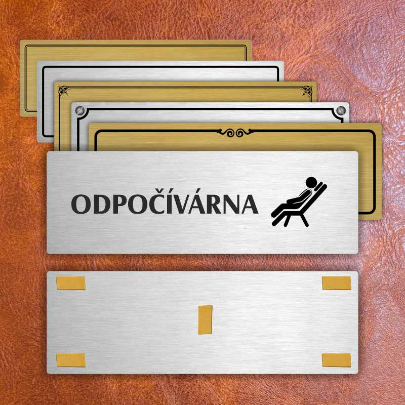 Odpočívárna, 240x79mm, stříbrná popiska 