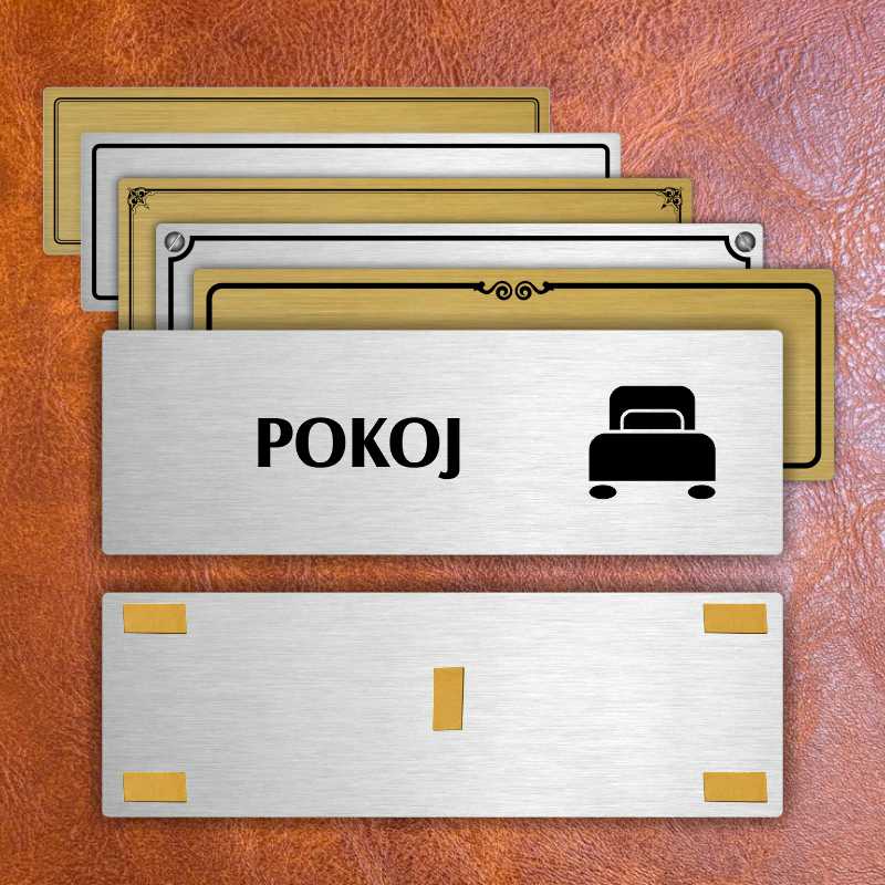 Pokoj, 200x66mm, zlatá popiska s ozdobou uprostřed