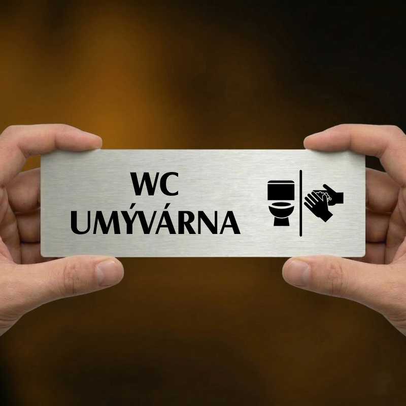 WC umývárna, 200x66mm, zlatá popiska 