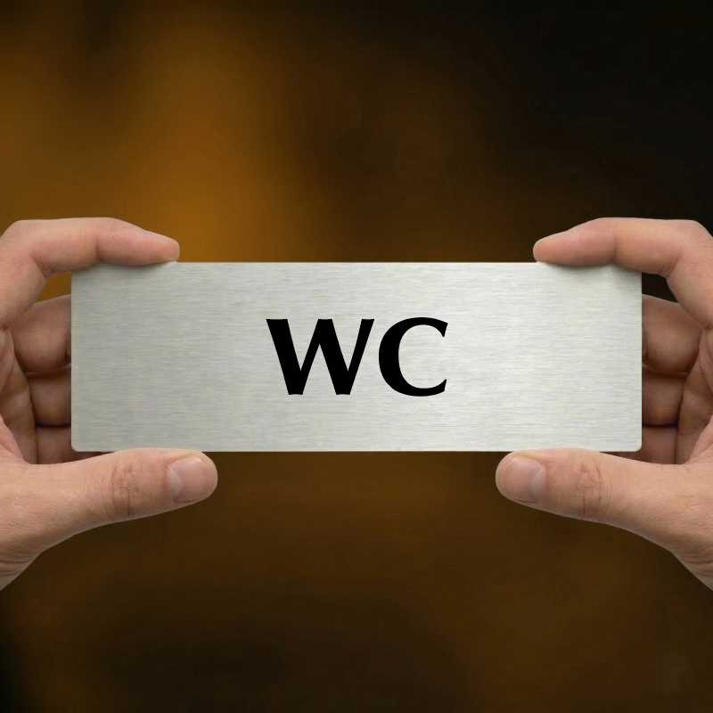 WC, 200x66mm, stříbrná popiska 