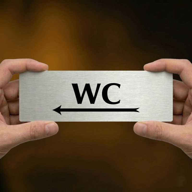 WC vlevo, 200x66mm, zlatá popiska 