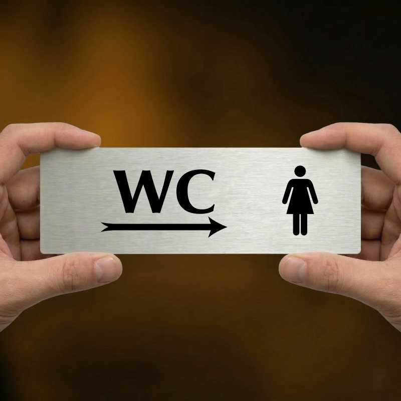 WC ženy vpravo, 200x66mm, zlatá popiska s rámečkem