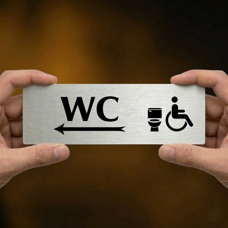 WC invalida vlevo, 200x66mm, zlatá popiska 