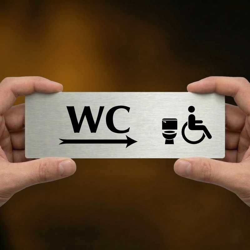 WC invalida vpravo, 200x66mm, stříbrná popiska