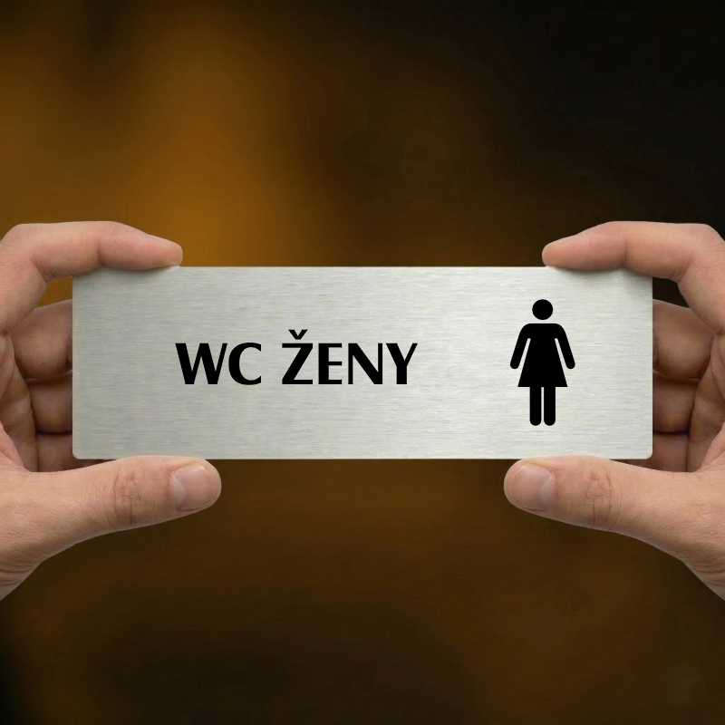 WC ženy, 240x79mm, zlatá popiska s dvojtým rámečkem