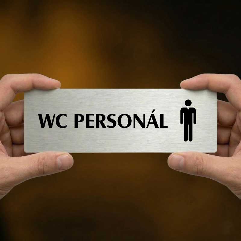 WC personál muži, 240x79mm, stříbrná popiska 
