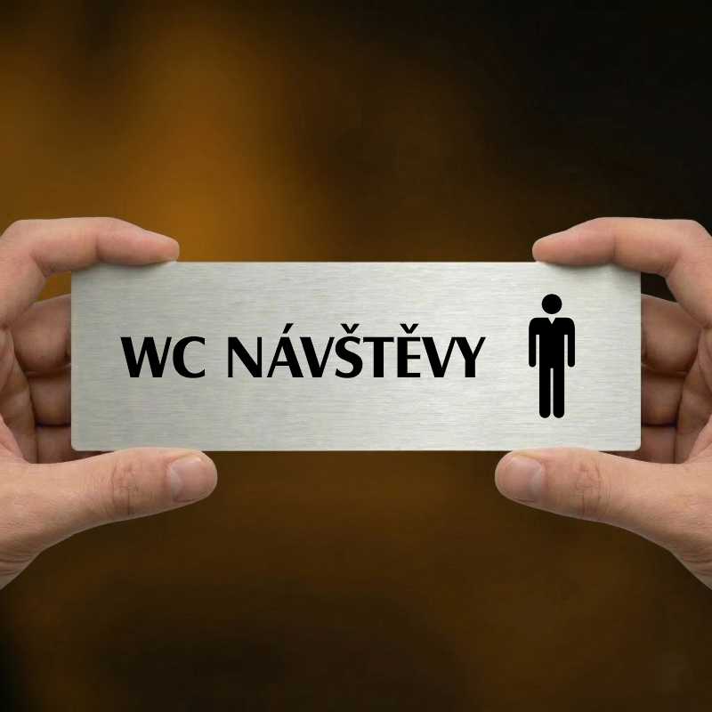 WC návštěvy muži, 240x79mm, stříbrná popiska 