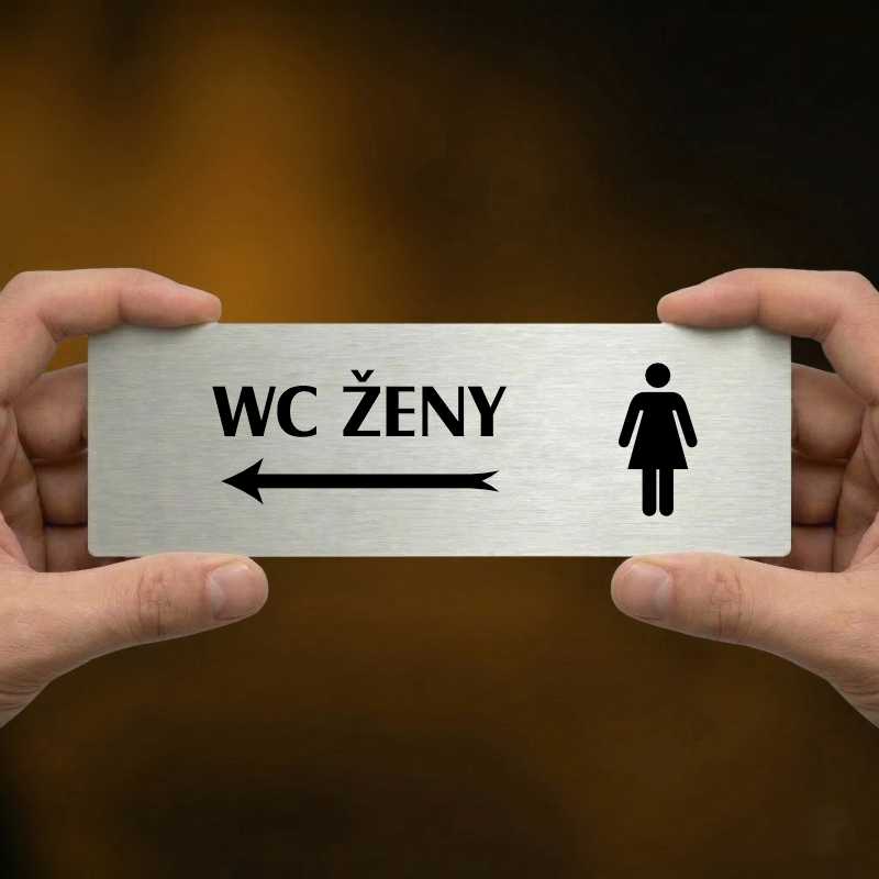 WC ženy vlevo, 240x79mm, stříbrná popiska 