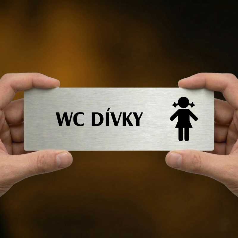 WC dívky, 240x79mm, stříbrná popiska