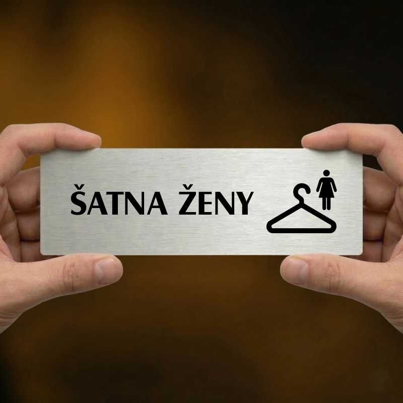 Šatna ženy, 200x66mm, stříbrná popiska s imitacemi šroubků