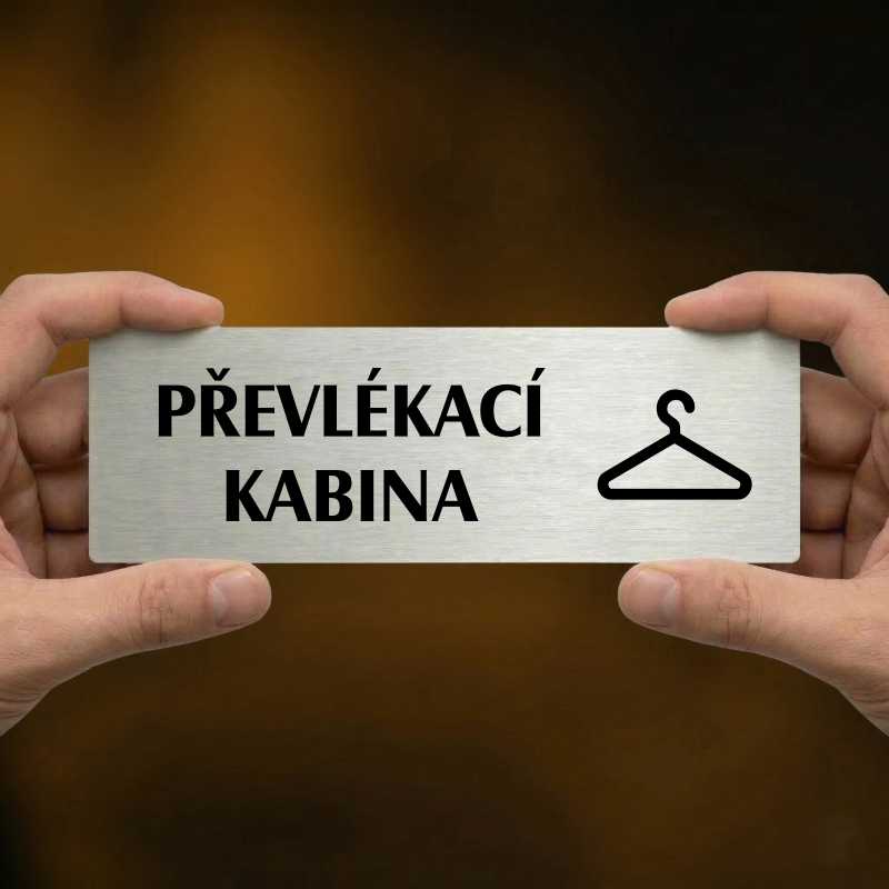 Převlékací kabina, 240x79mm, zlatá popiska