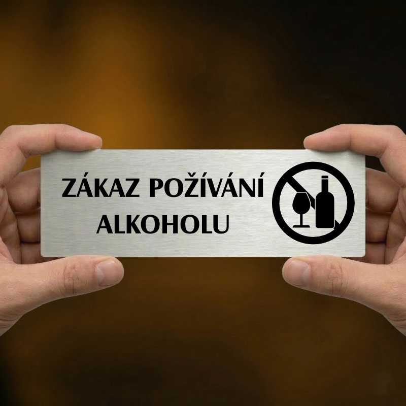 Zákaz alkoholu, 240x79mm, stříbrná popiska 