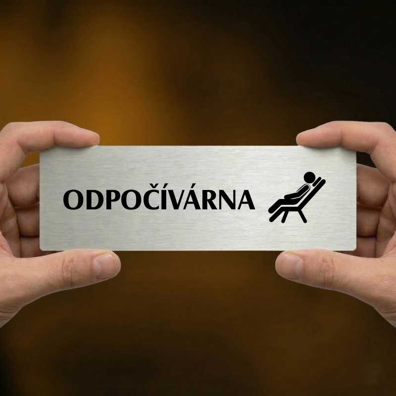 Odpočívárna, 240x79mm, stříbrná popiska 