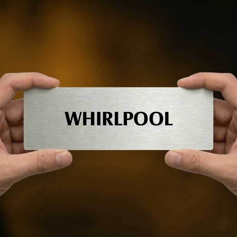 Whirlpool, 200x66mm, stříbrná popiska s okrasným rámečkem