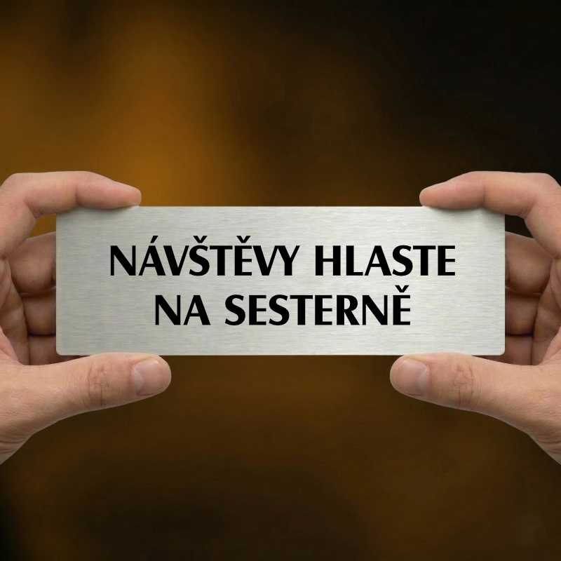 Návštěvy hlaste, 200x66mm, zlatá popiska 