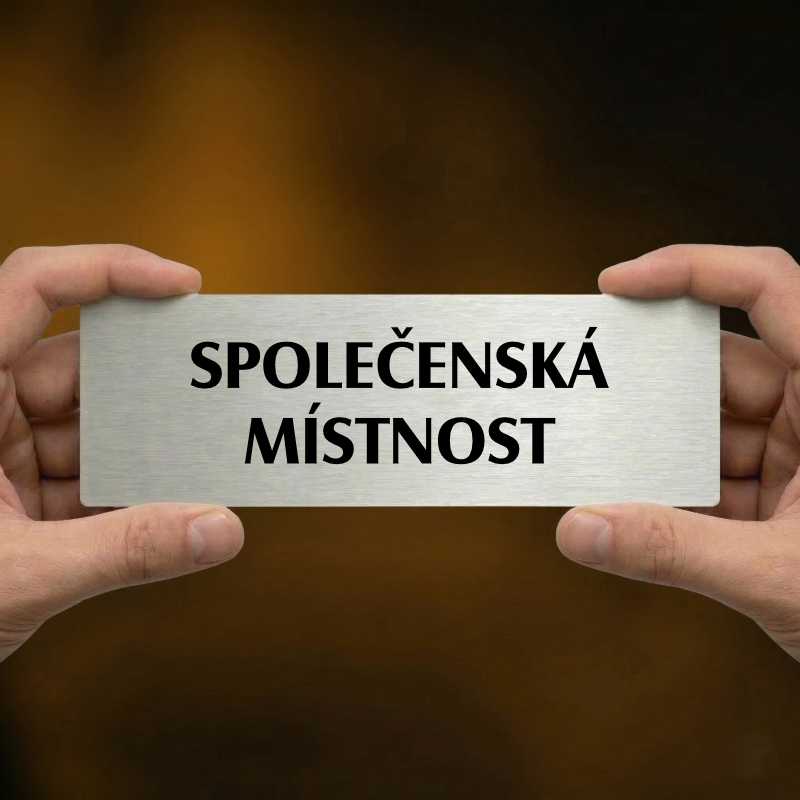Společenská místnost, 200x66mm, stříbrná popiska 