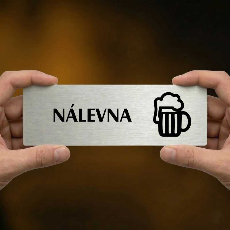 Nálevna, 240x79mm, zlatá popiska s ozdobou uprostřed