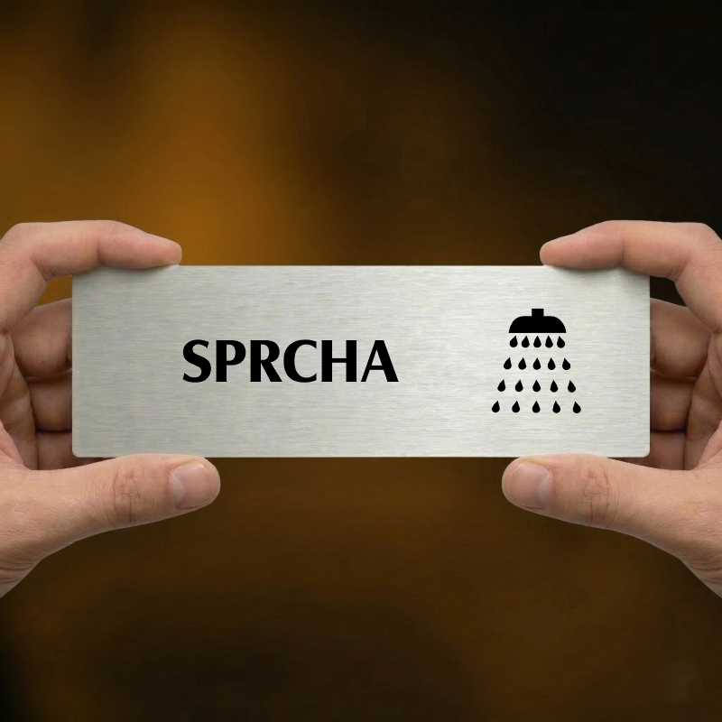 Sprcha, 240x79mm, stříbrná popiska 