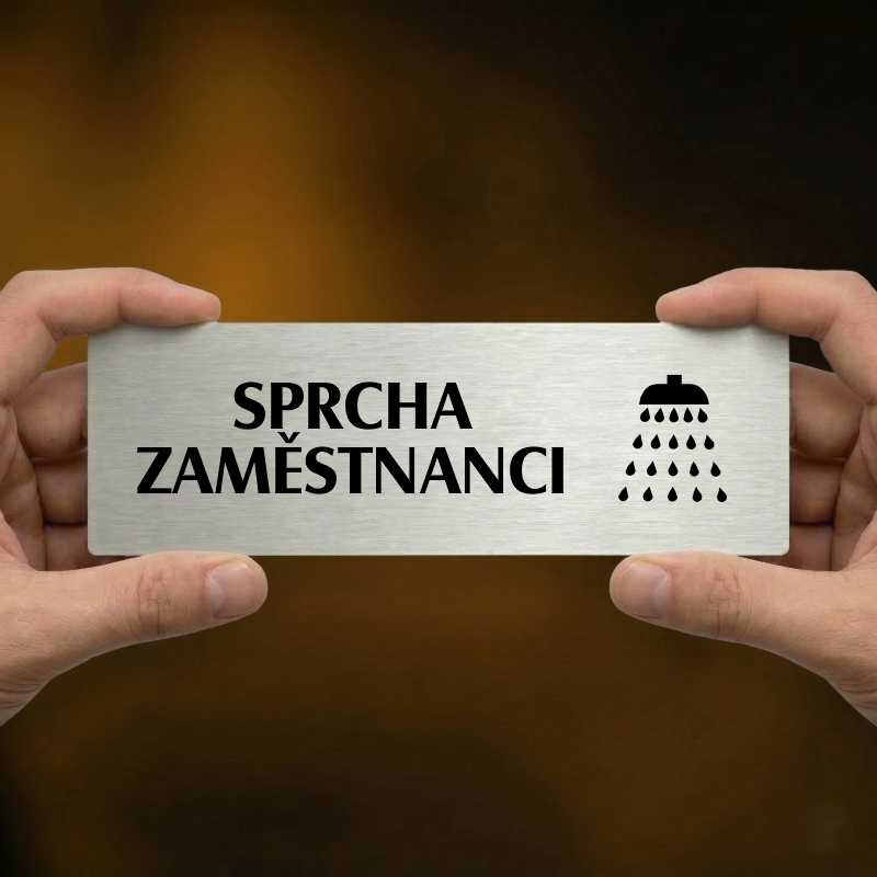 Sprcha zaměstnanci, 240x79mm, zlatá popiska s rámečkem