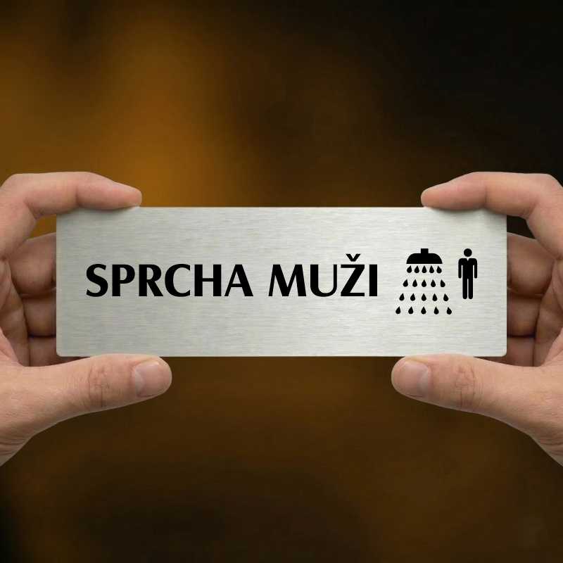 Sprcha muži, 240x79mm, zlatá popiska s imitacemi šroubků