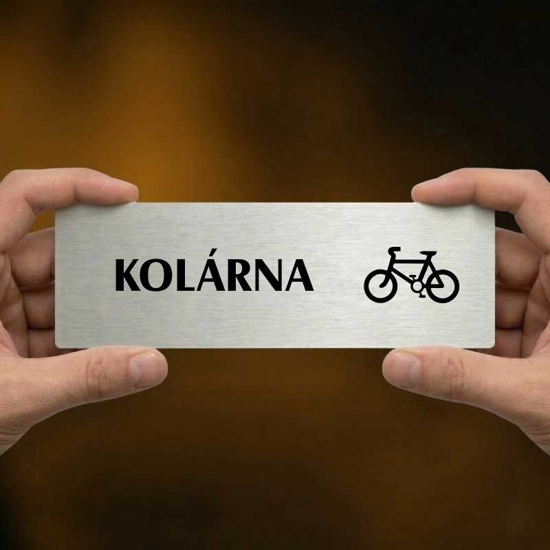 Kolárna, 240x79mm, stříbrná popiska s dvojtým rámečkem