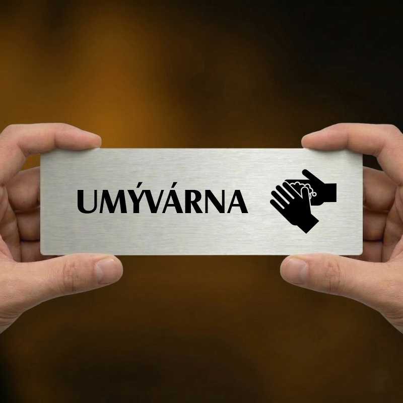 Umývárna, 240x79mm, stříbrná popiska 