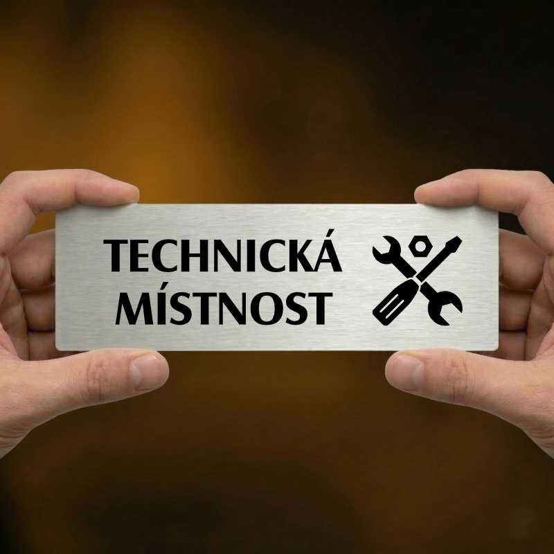 Technická místnost, 240x79mm, zlatá popiska 