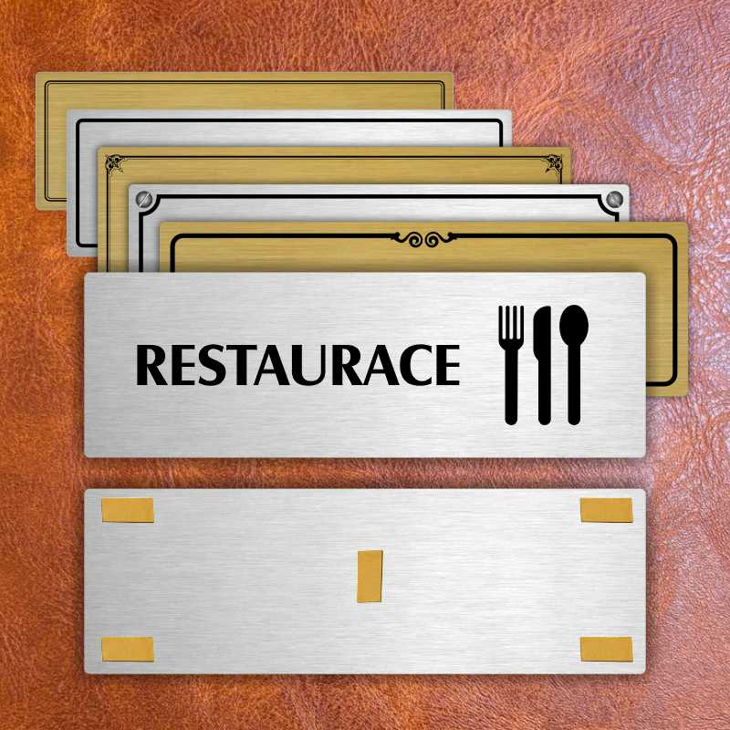 Restaurace, 240x79mm, zlatá popiska s okrasným rámečkem
