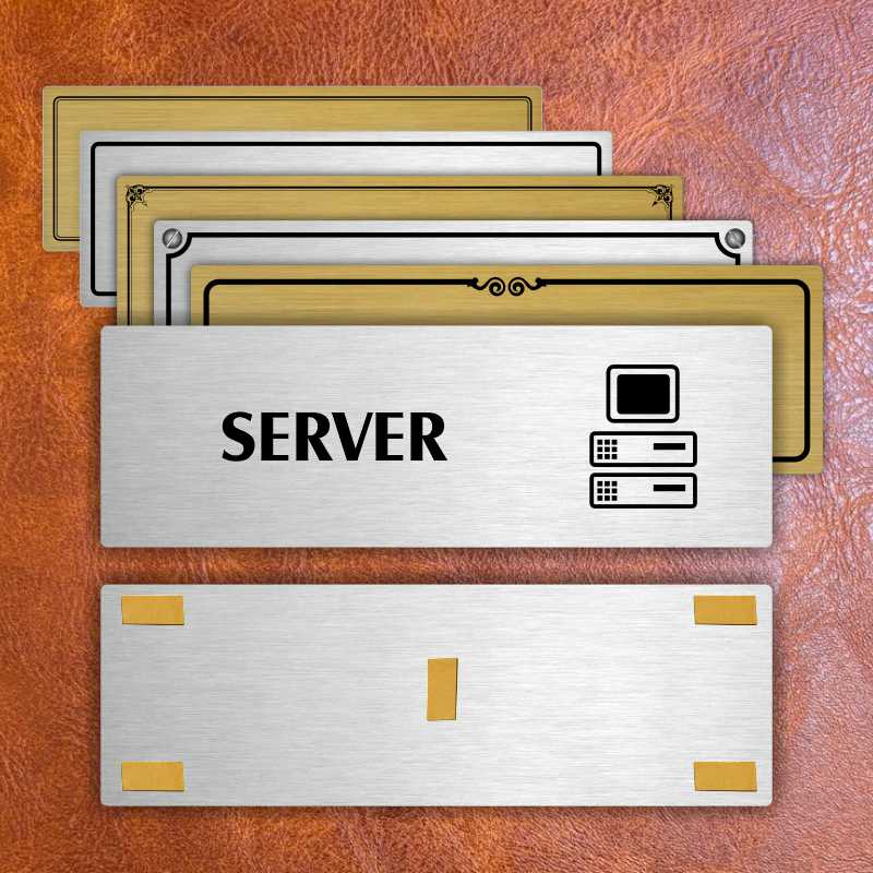 Server, 200x66mm, zlatá popiska s imitacemi šroubků