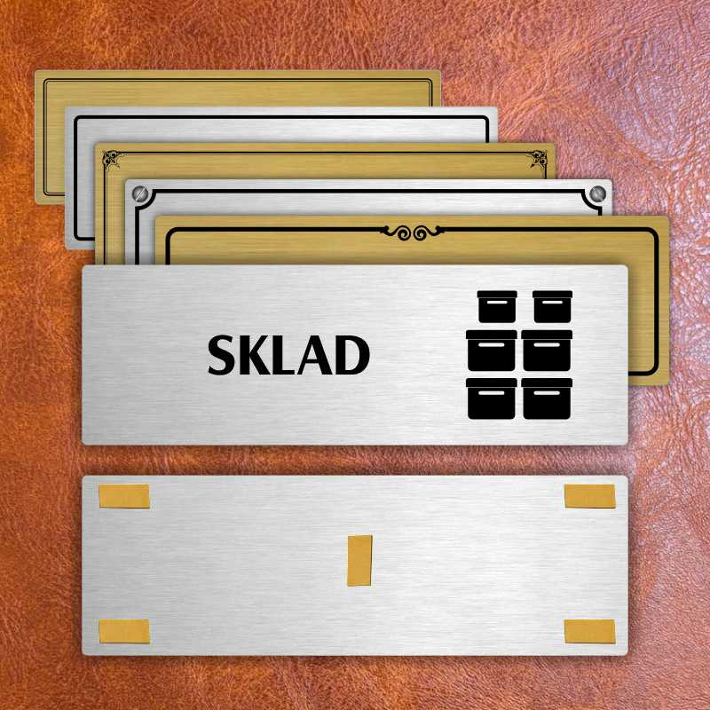 Sklad, 200x66mm, stříbrná popiska s dvojtým rámečkem