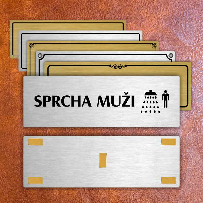 Sprcha muži, 240x79mm, zlatá popiska s imitacemi šroubků
