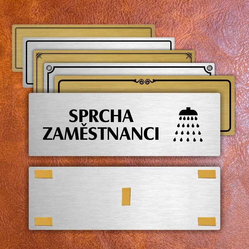 Sprcha zaměstnanci, 240x79mm, zlatá popiska s rámečkem