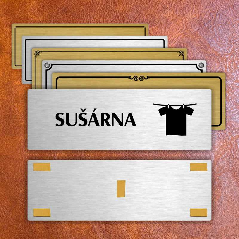 Sušárna, 240x79mm, zlatá popiska s rámečkem