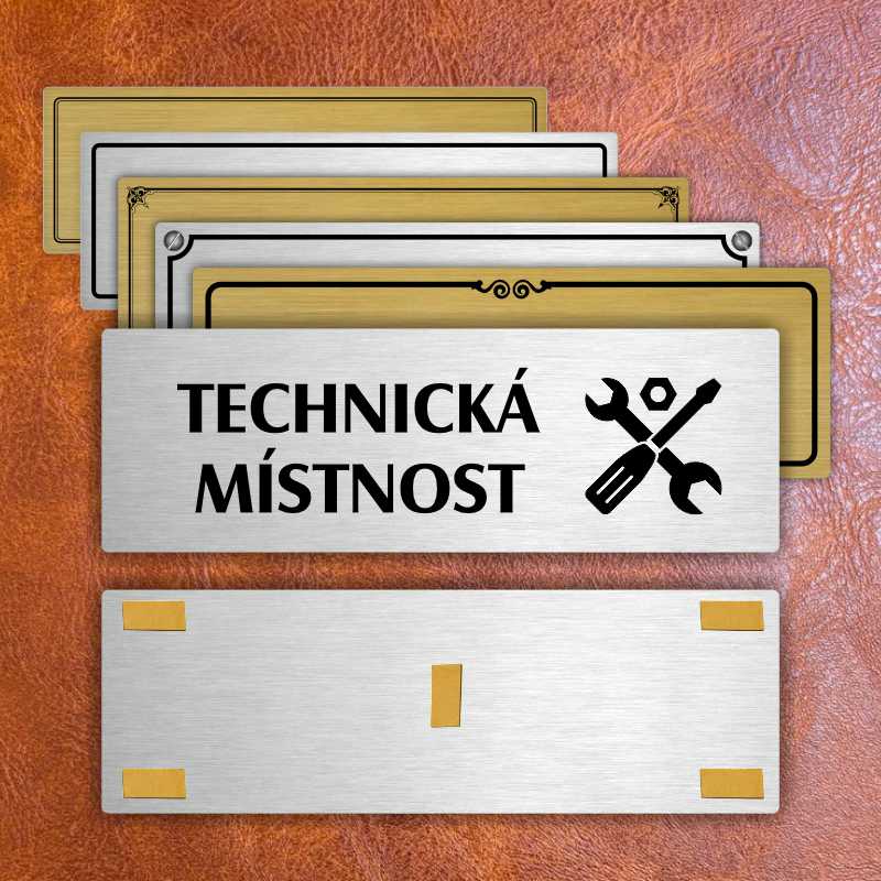 Technická místnost, 240x79mm, zlatá popiska 