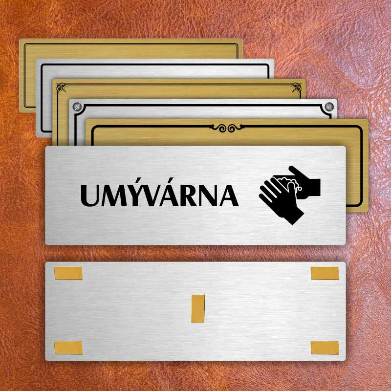 Umývárna, 240x79mm, stříbrná popiska 