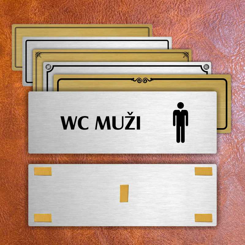 WC muži, 200x66mm, stříbrná popiska 