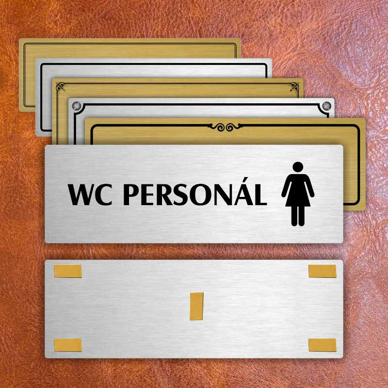 WC personál ženy, stříbrná popiska na dveře