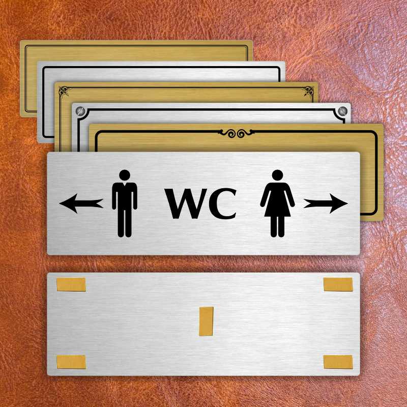 WC společné - rozcestník, 240x79mm, zlatá popiska s rámečkem