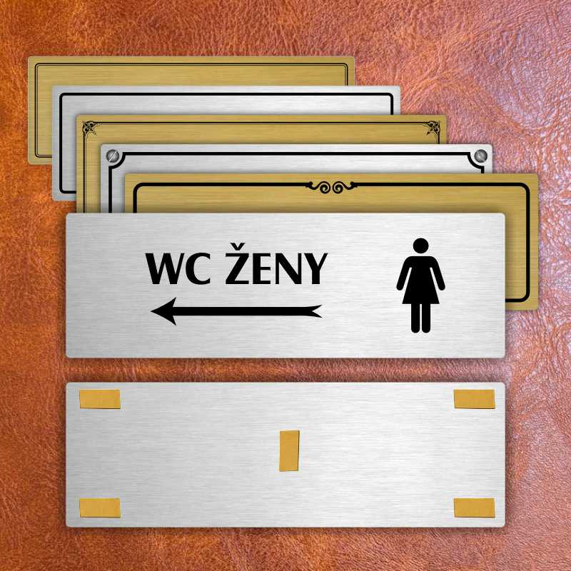 WC ženy vlevo, 240x79mm, stříbrná popiska 