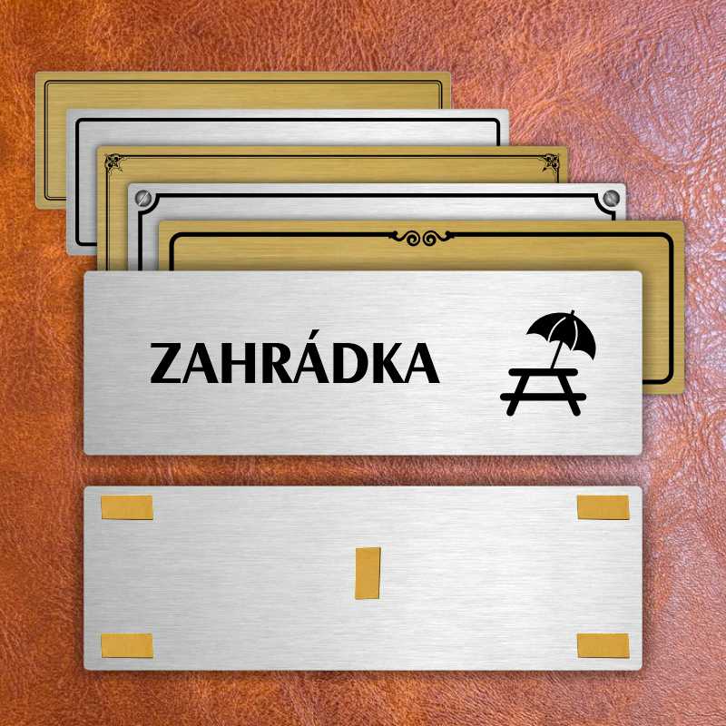 Zahrádka, 240x79mm, stříbrná popiska 