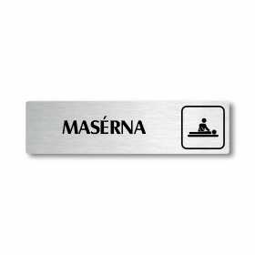 Masérna, stříbrná cedulka, 180x45mm