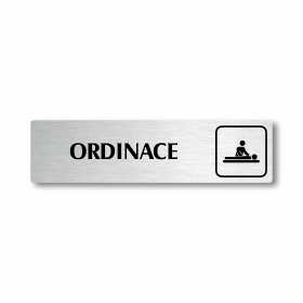 Ordinace, stříbrná cedulka, 180x45mm