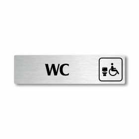 WC invalida uni, stříbrná cedulka, 180x45mm