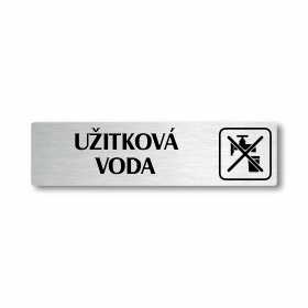 Užitková voda, stříbrná cedulka, 180x45mm