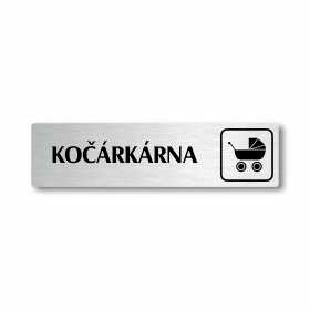 Kočárkárna, stříbrná cedulka, 180x45mm