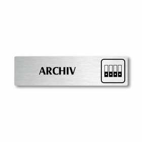 Archiv, stříbrná cedulka, 180x45mm